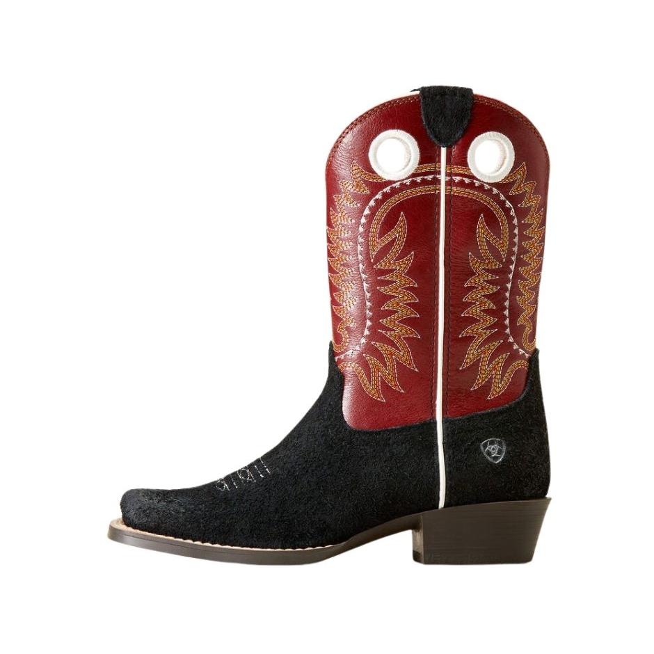 Ariat Youth Derby Monroe Cutter Toe Western Boot- Black Roughout