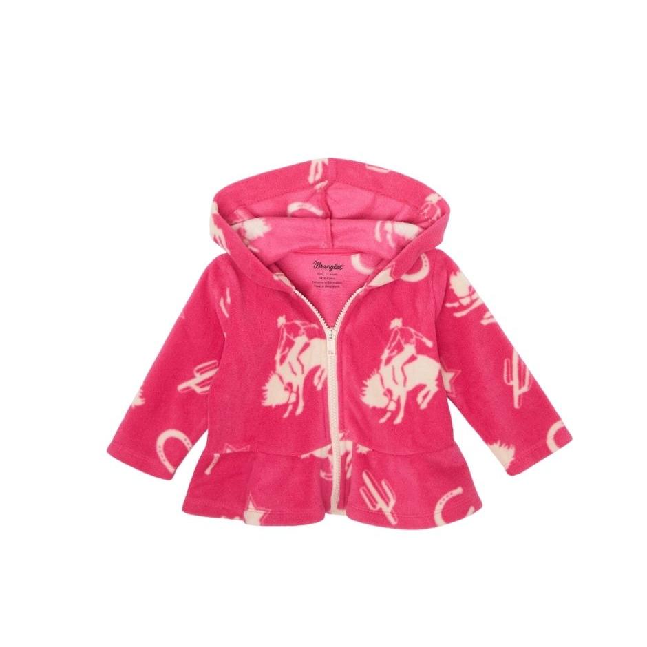 Wrangler Baby Girl Long Sleeve Fleece Full Zip Hoodie - Pink