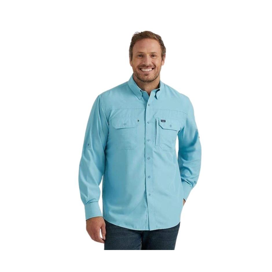 Wrangler Men's Performance Long Sleeve Button Shirt - Blue