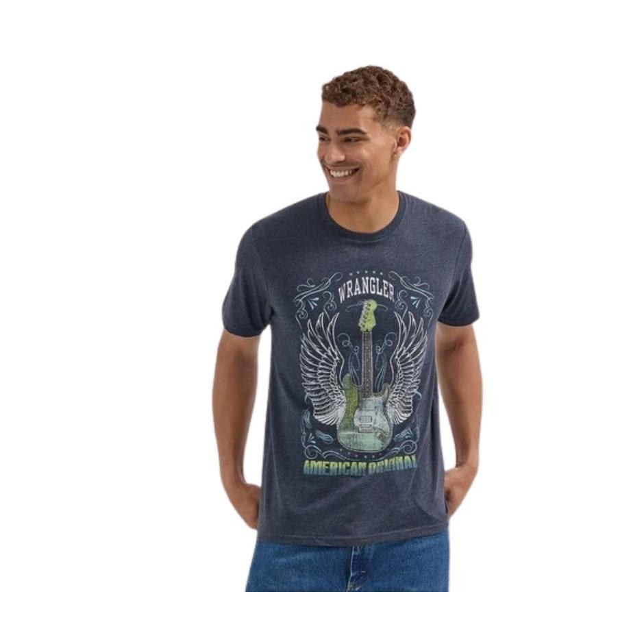 Wrangler Men's Short Sleeve Rockstar Tee Shirt - Dark Sapphire Heather