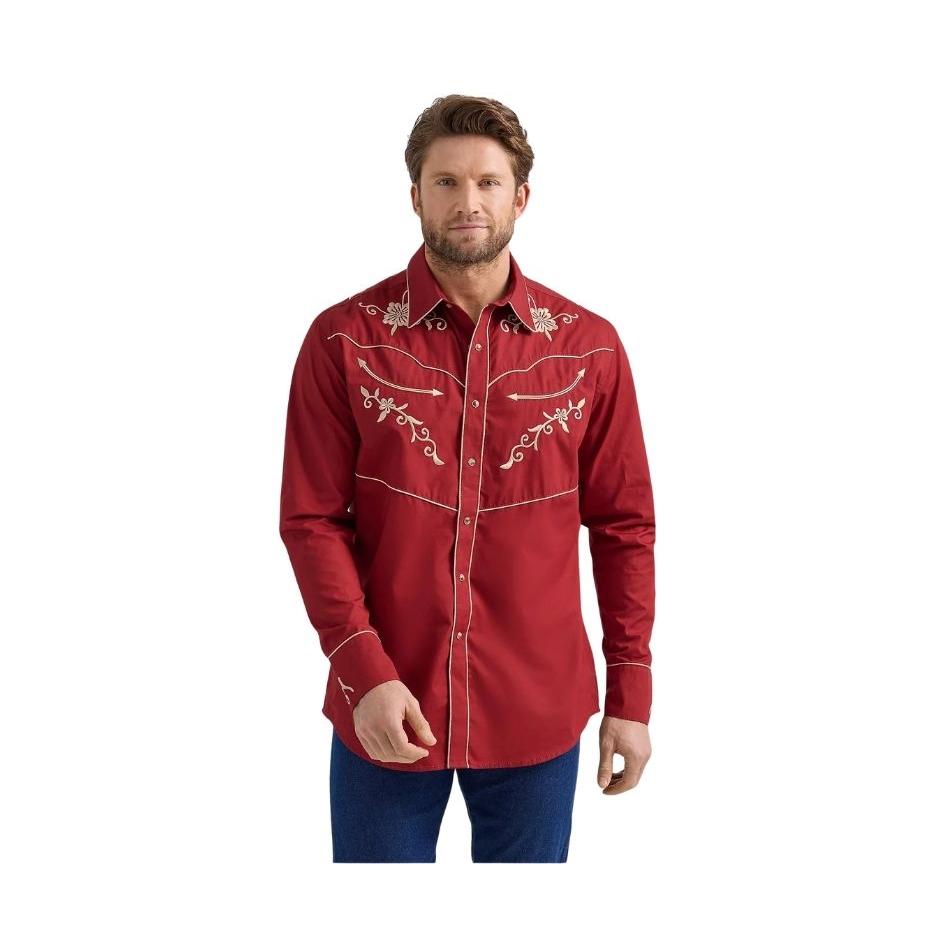 Wrangler Men's Rodeo Ben Long Sleeve Shirt - Red