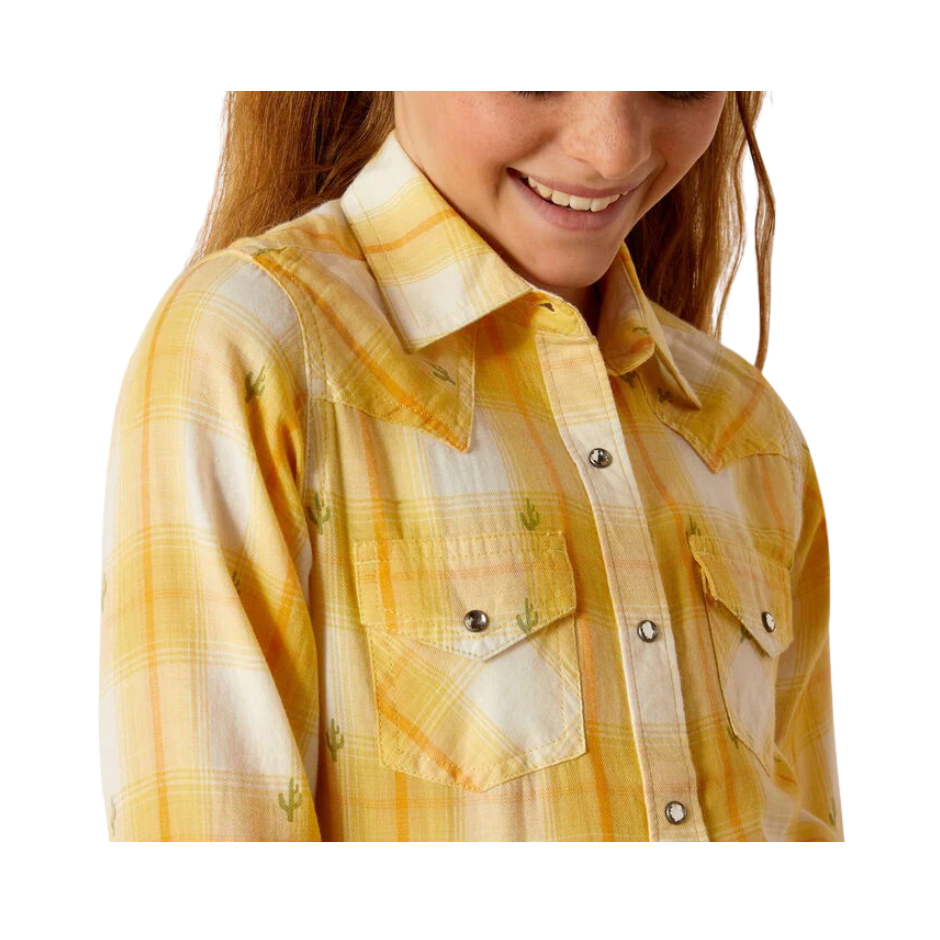 Ariat Girl's Glenrock Snap Long Sleeve Shirt - Cactus Dobby