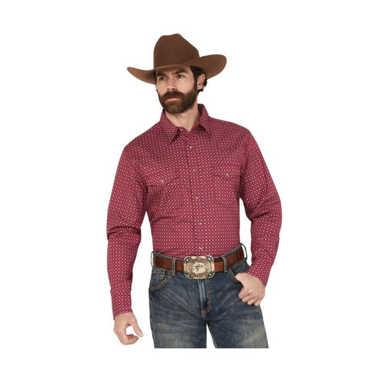 Wrangler Men's 20X Competition Advanced  Comfort Classic Fit  Long Sleeve Shirt - Sangria