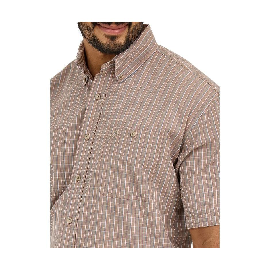 Wrangler Men's George Strait Collection Short  Sleeve Shirt- Brown/Multi