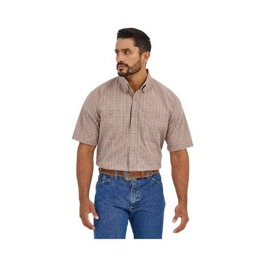 Wrangler Men's George Strait Collection Short  Sleeve Shirt- Brown/Multi
