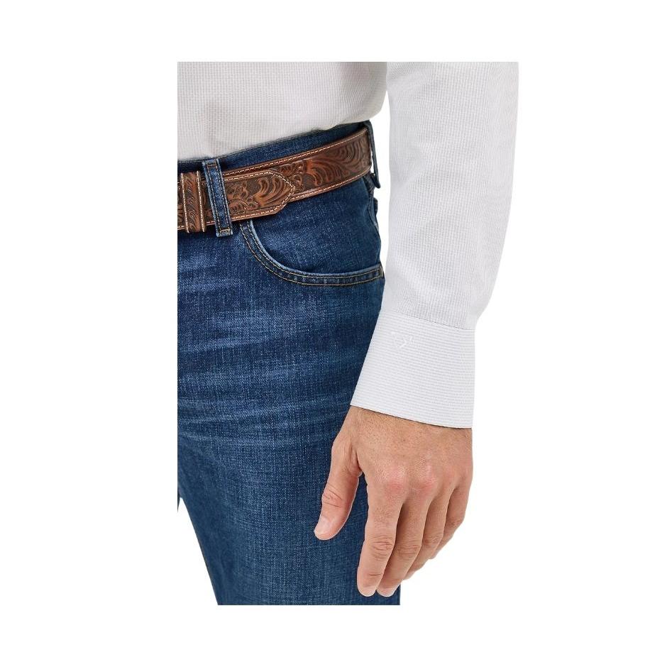 Wrangler Men's Cody Johnson Long Sleeve Classic Fit Shirt-Grey/White