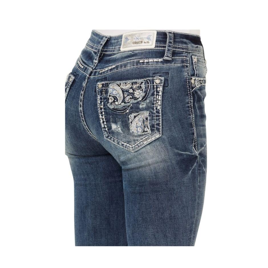 Grace in LA Women's Jeans -  Paisley Trim