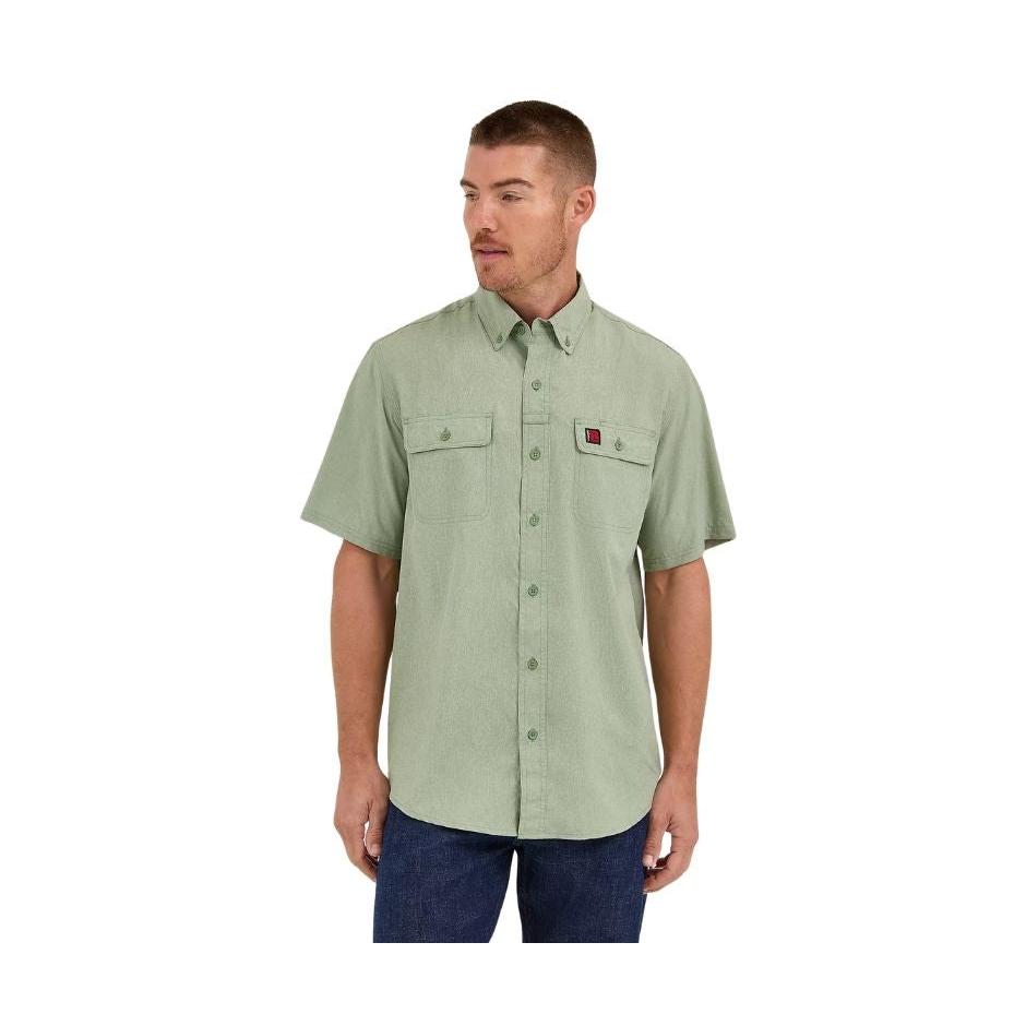 Wrangler Men's Riggs Workwear Lightweight Vented Work Shirt- Hedge Heather Green