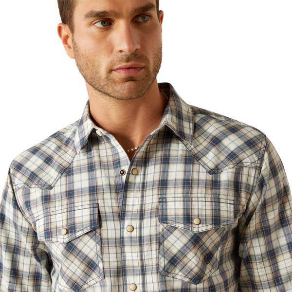 Ariat Men's Hampton Long Sleeve  Retro Fit Over Shirt - Navy