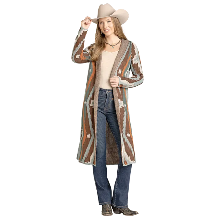 Rock & Roll Women's Aztec Sweater Cardigan - Brown