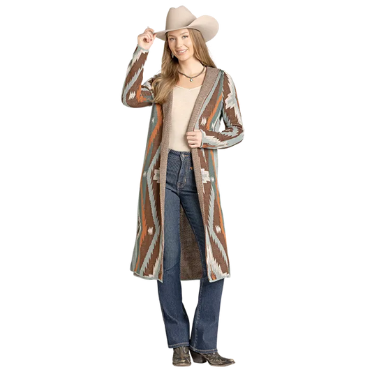 Rock & Roll Women's Aztec Sweater Cardigan - Brown