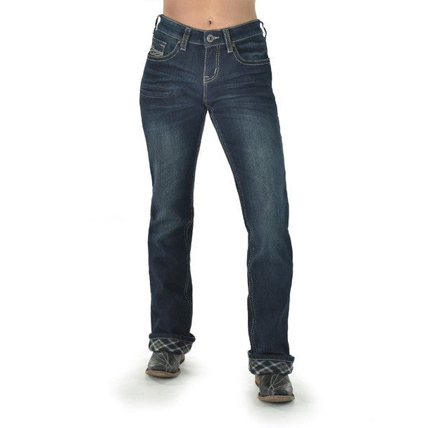 Cowgirl Tuff Women's DFMI Dark Flannel Jeans - Dark Wash