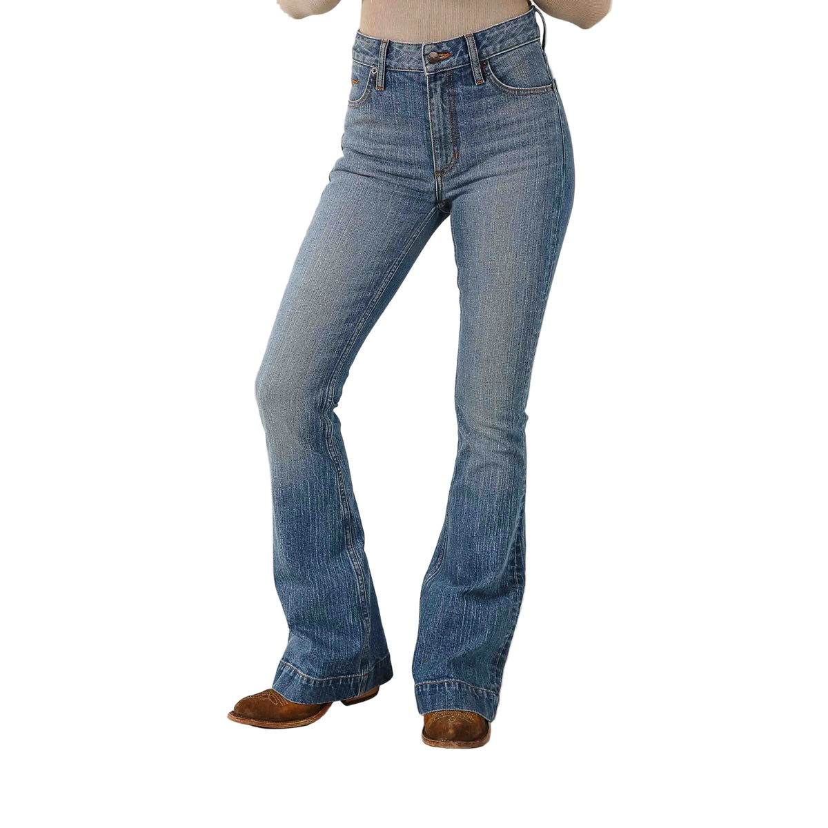Kimes Women's Jennifer Ultra High Rise Flare Jeans - Mid Wash - Irvine Tack & Western Wear