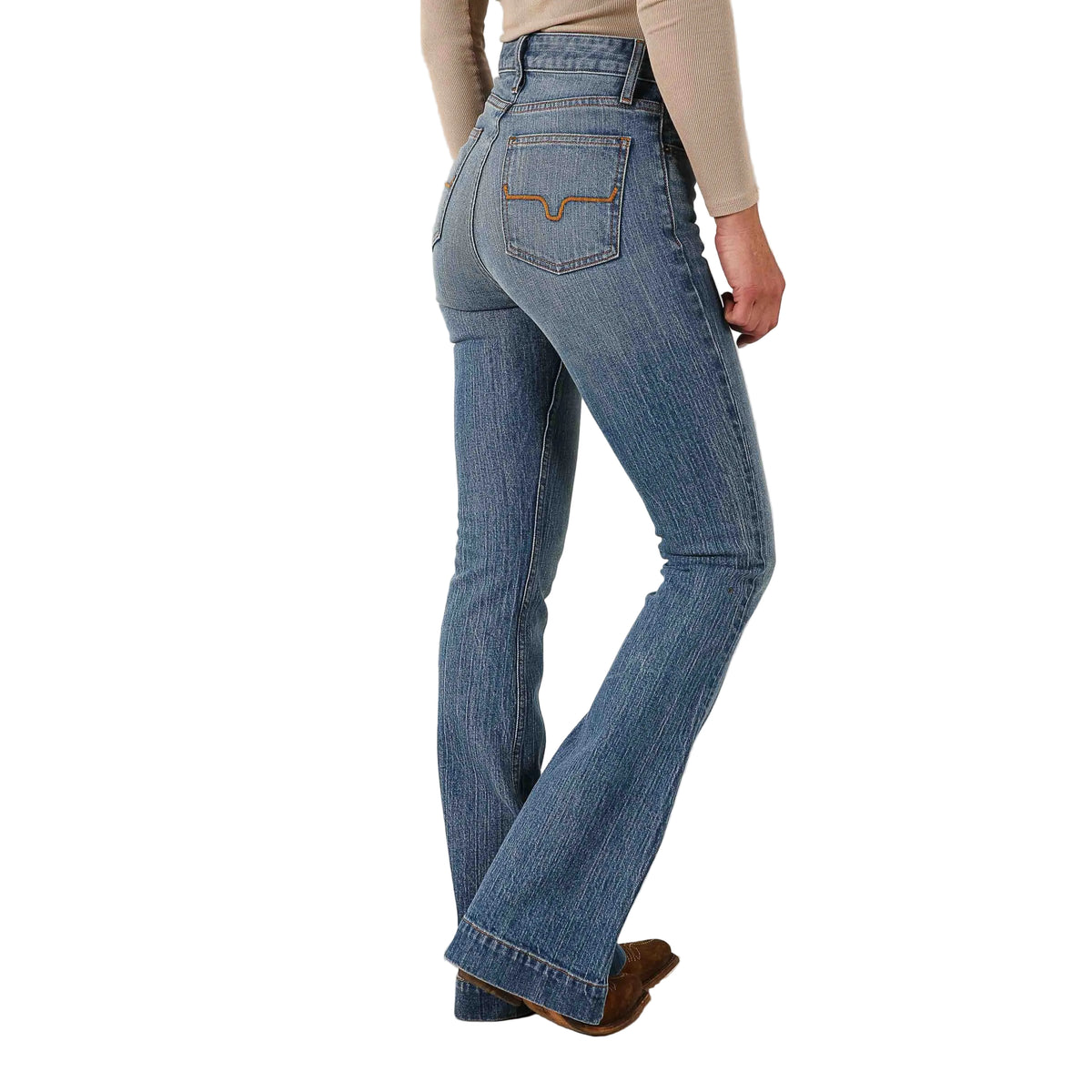 Kimes Women's Jennifer Ultra High Rise Flare Jeans - Mid Wash - Irvine Tack & Western Wear