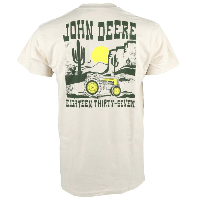 John Deere Men's 1837 Vintage Look Short Sleeve T-Shirt - Latte