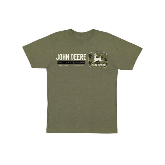 John Deere Men's Horizontal Camo Trademark Short Sleeve T-Shirt - Olive