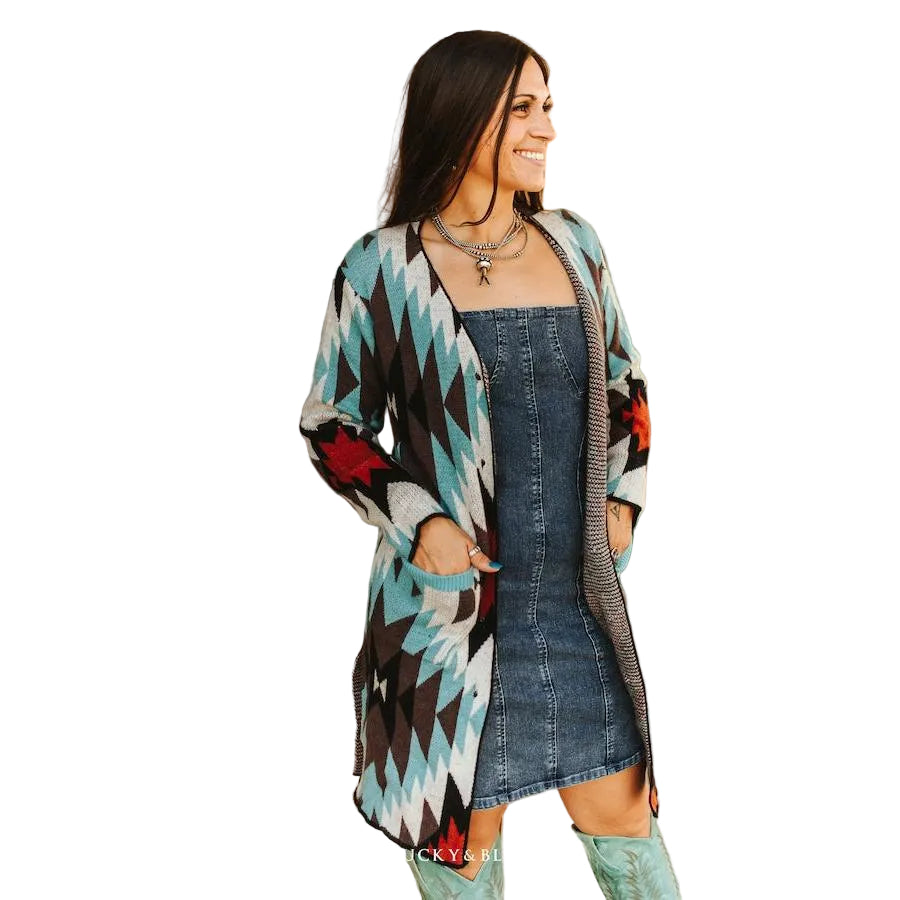 Lucky & Blessed Women's Long Sleeve Aztec Sweater - Multi