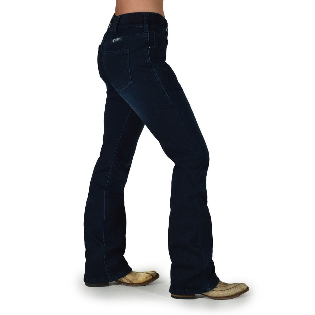 Cowgirl Tuff Women's Pull On Fleece Bootcut Jeans - Dark Wash