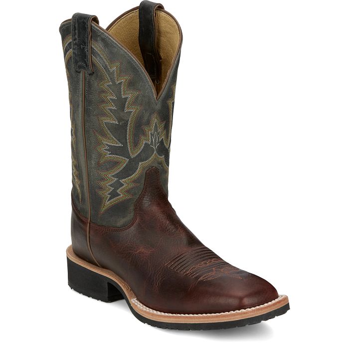 Justin Men's Trainor 11" Western Cowboy Boots- Cognac