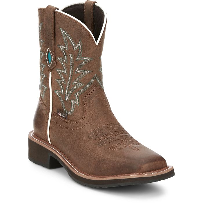 Justin Women's Ema 8" Western Boot- Dark Tan