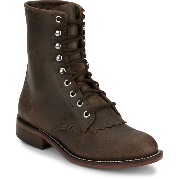 Justin Women's McKean 7" Lace Up Roper Western Boot- Brown