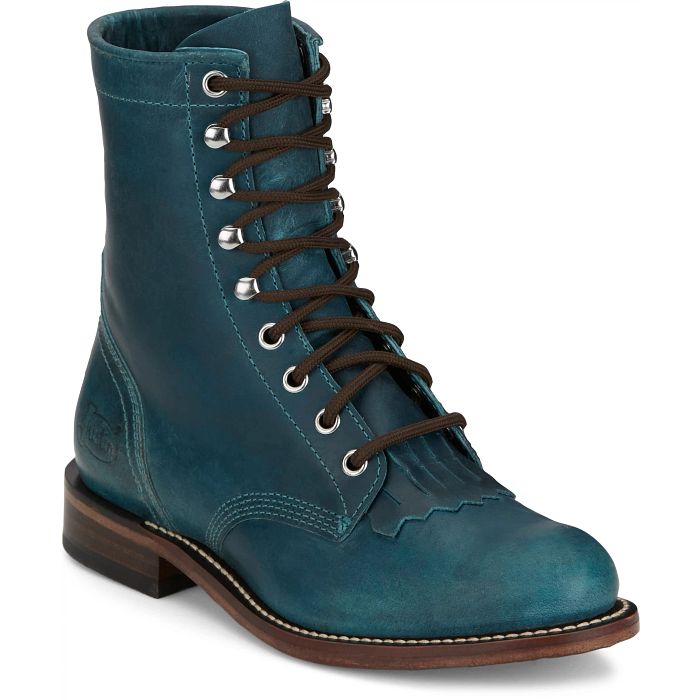 Justin Women's McKean 7" Lace Up Roper Western Boot- Turquoise