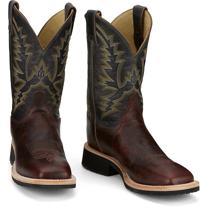 Justin Men's Trainor 11" Western Cowboy Boots- Cognac