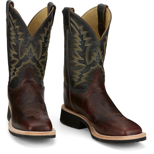 Justin Men's Trainor 11" Western Cowboy Boots- Cognac