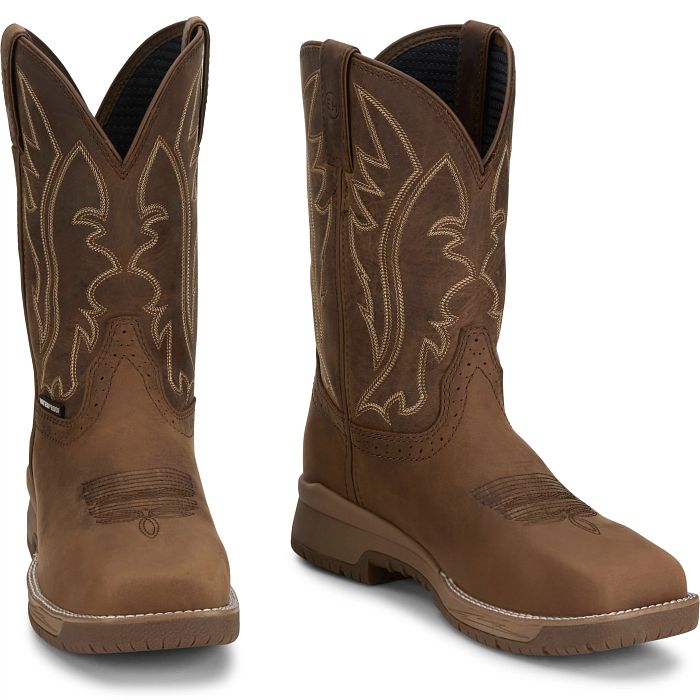 Justin Nitread 11" Waterproof Nano Composite Toe Work Boot - Taupe