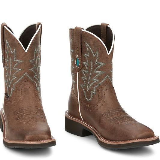 Justin Women's Ema 8" Western Boot- Dark Tan