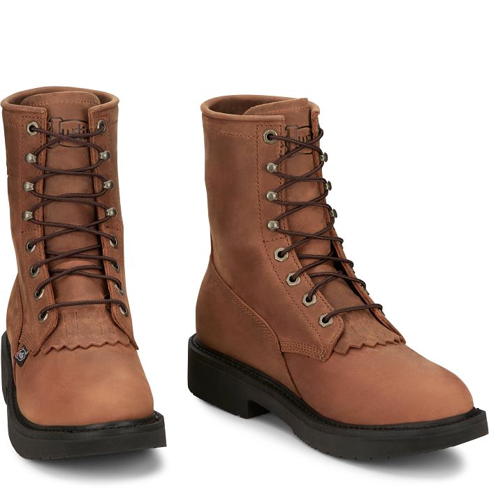 Justin Livestock 8" Work Boot - Aged Brown