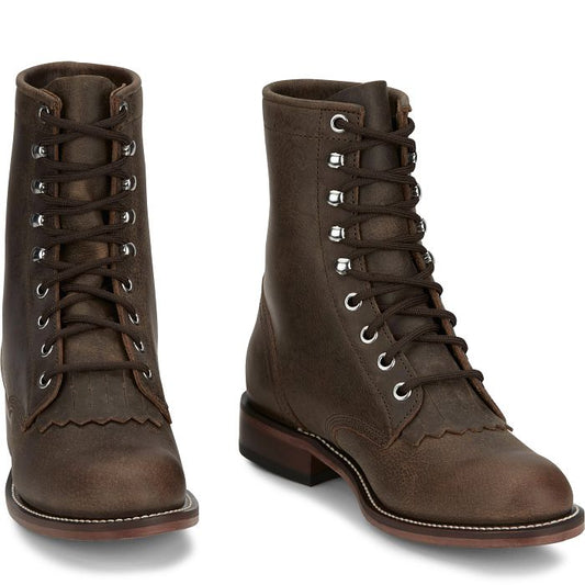 Justin Women's McKean 7" Lace Up Roper Western Boot- Brown