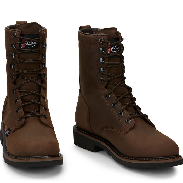 Justin Drywall 8" Waterproof Work Boot - Aged Brown
