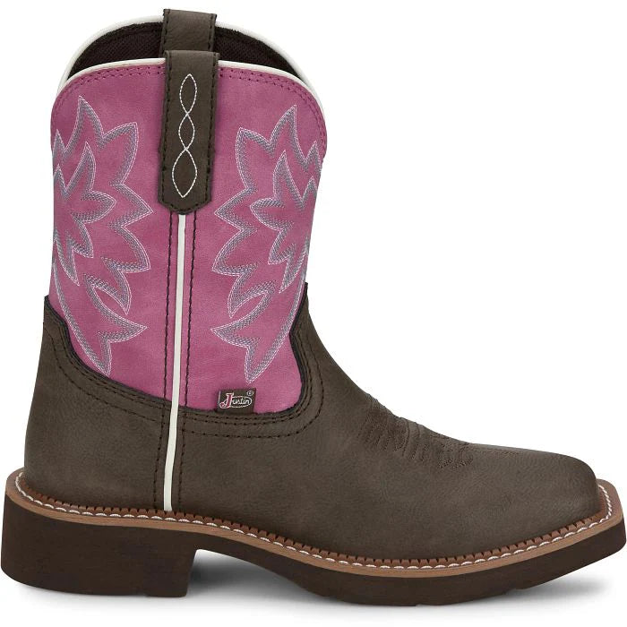 Justin Women's 8" Sunny Western Boot- Chocolate/Pink