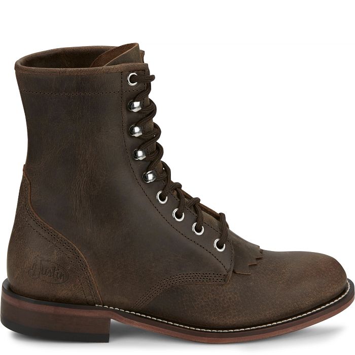 Justin Women's McKean 7" Lace Up Roper Western Boot- Brown