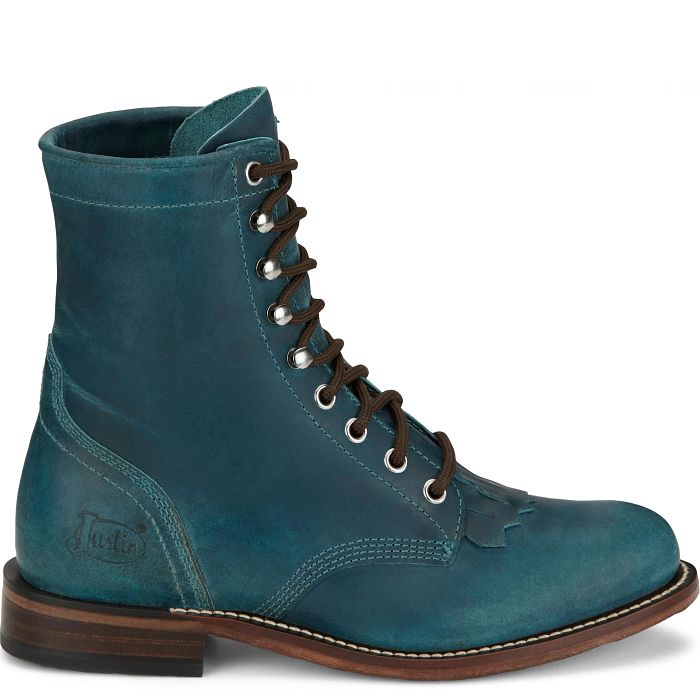 Justin Women's McKean 7" Lace Up Roper Western Boot- Turquoise