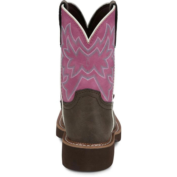 Justin Women's 8" Sunny Western Boot- Chocolate/Pink