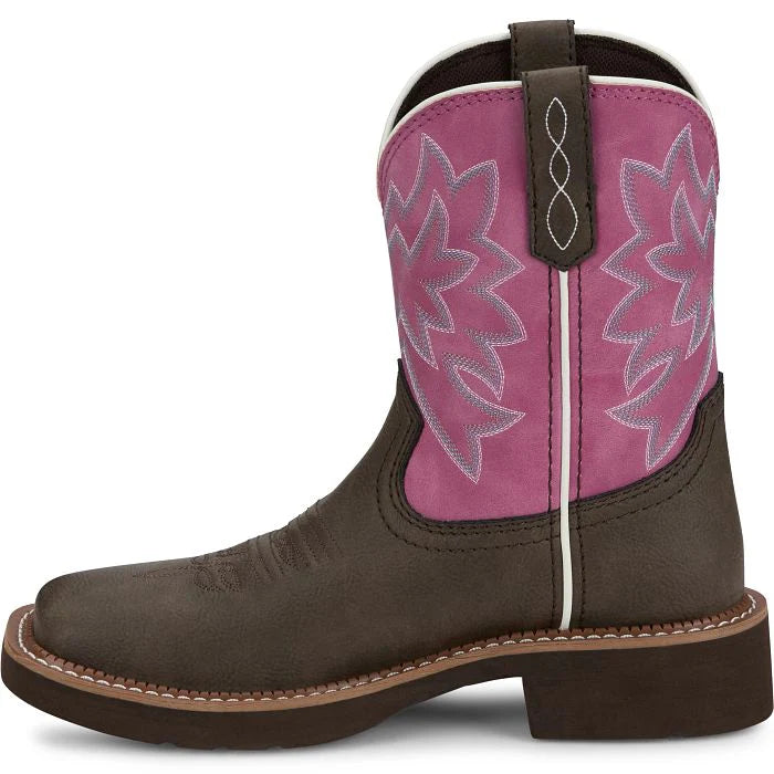 Justin Women's 8" Sunny Western Boot- Chocolate/Pink