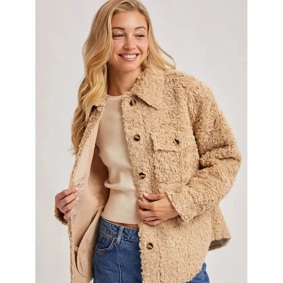 Bluivy Women's Boucle Woven Jacket - Latte