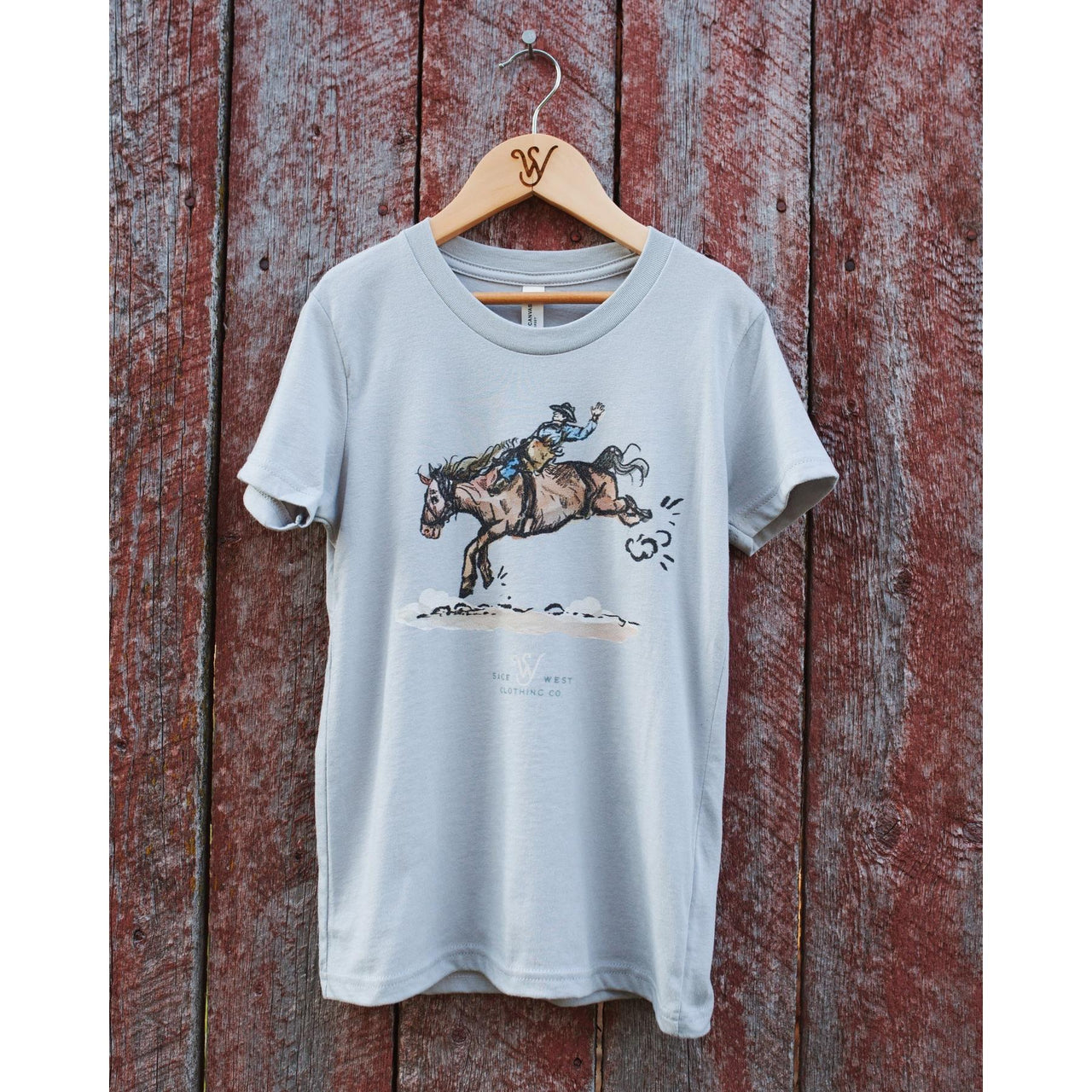 Sage West Kid's Bareback Rider Tee Shirt - Light Grey