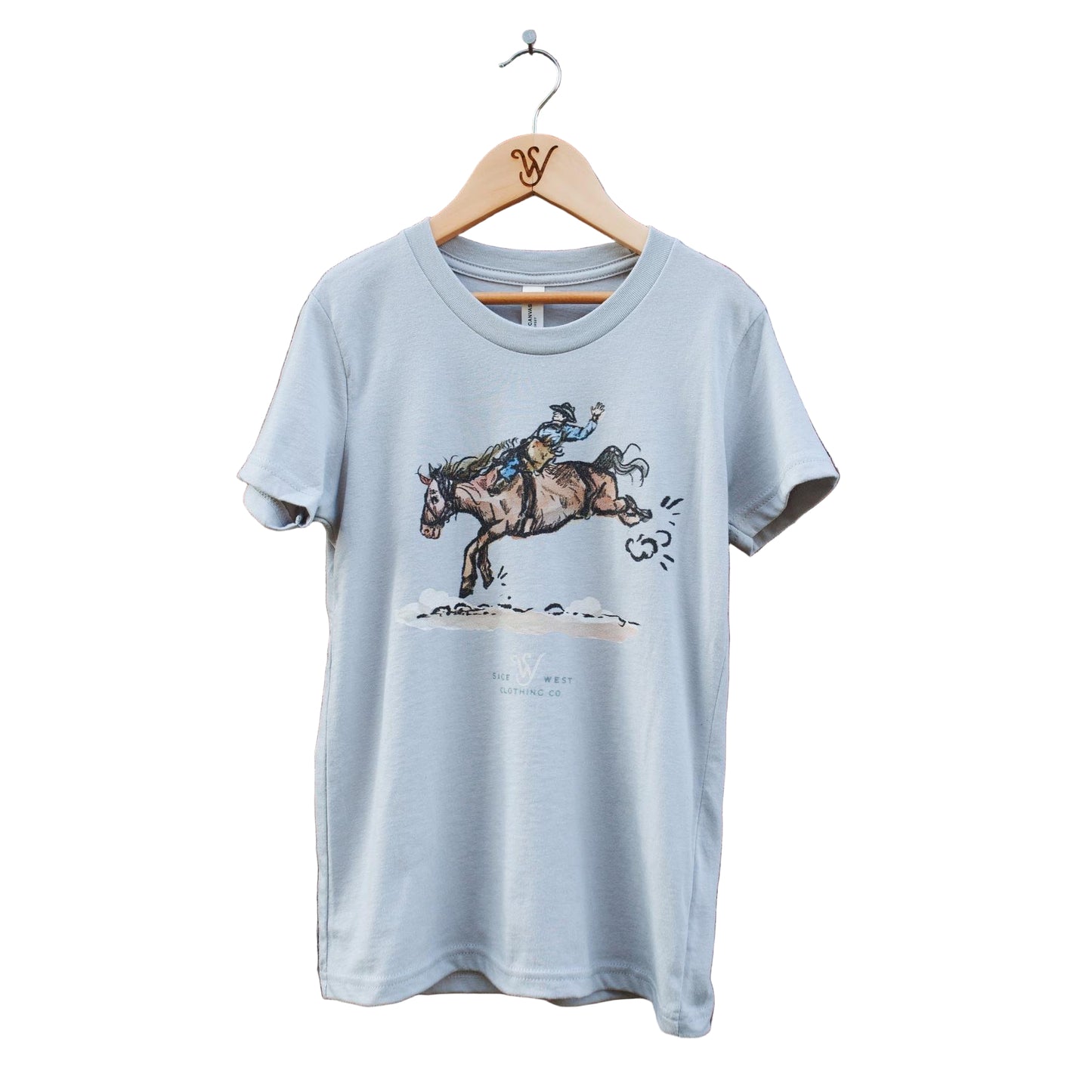 Sage West Kid's Bareback Rider Tee Shirt - Light Grey
