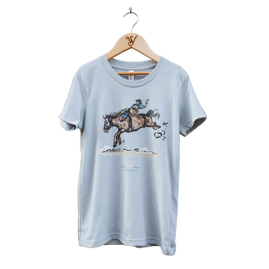 Sage West Kid's Bareback Rider Tee Shirt - Light Grey