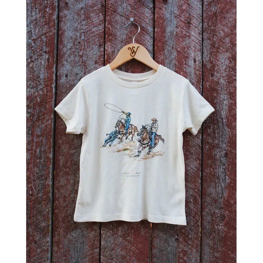 Sage West Kid's Team Roping Tee Shirt - White
