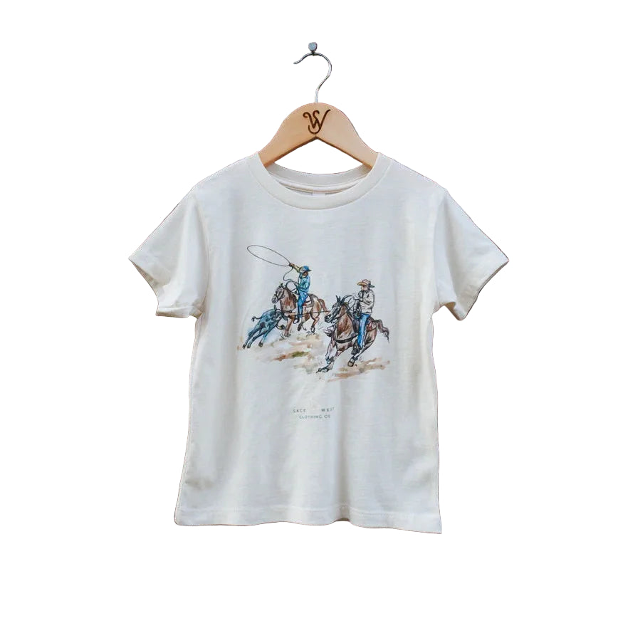 Sage West Kid's Team Roping Tee Shirt - White