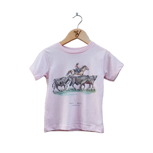 Sage West Girl's Prairie Cowgirl Tee Shirt - Light Pink