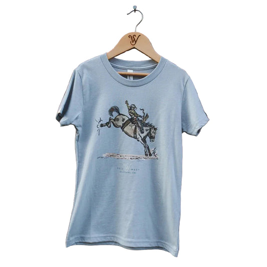 Sage West Kid's Saddle Bronc Tee Shirt - Light Blue