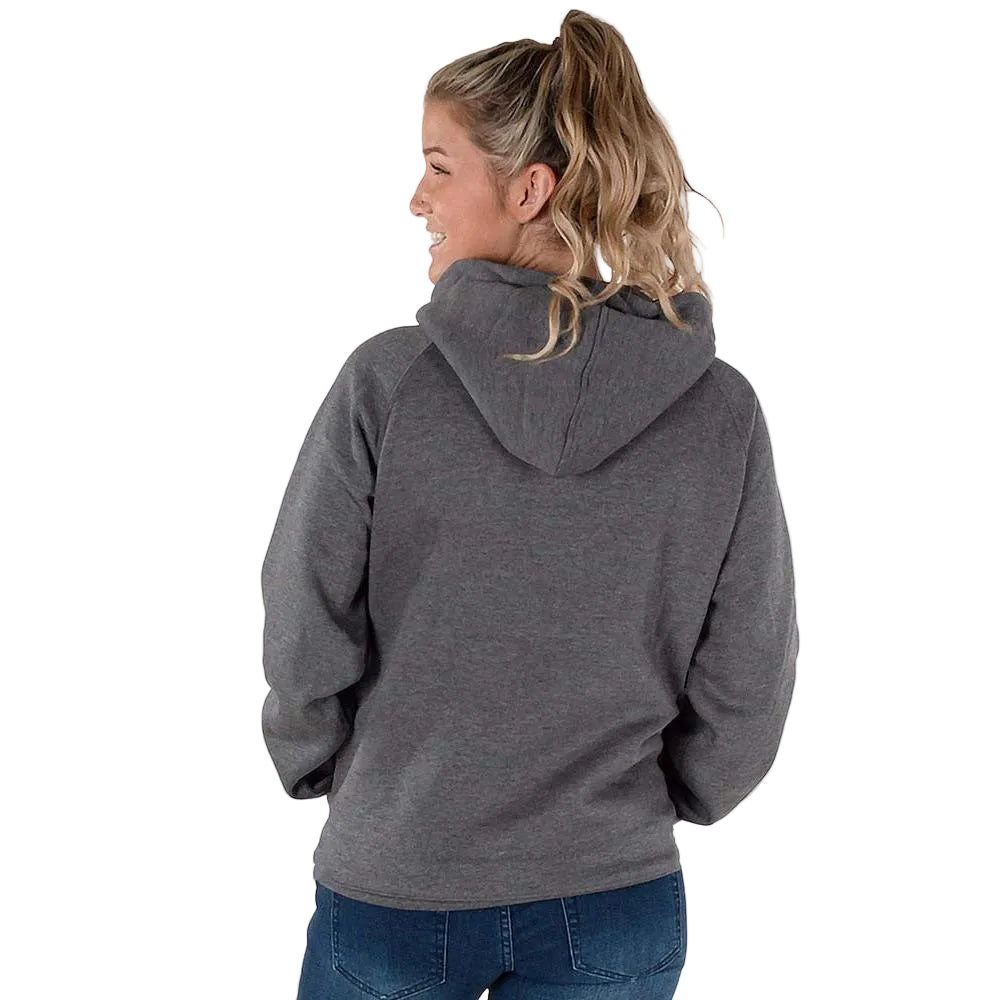 Cowgirl Tuff Kids Floral Longhorn Skull Print Hooded Sweatshirt - Charcoal/Gray