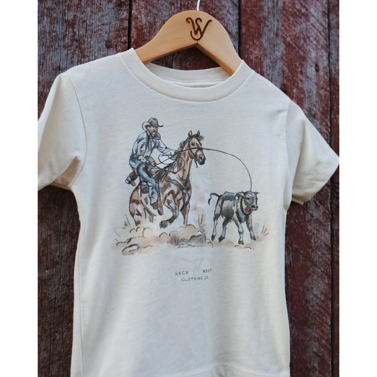Sage West Kid's Tie Down Roper Tee Shirt - White