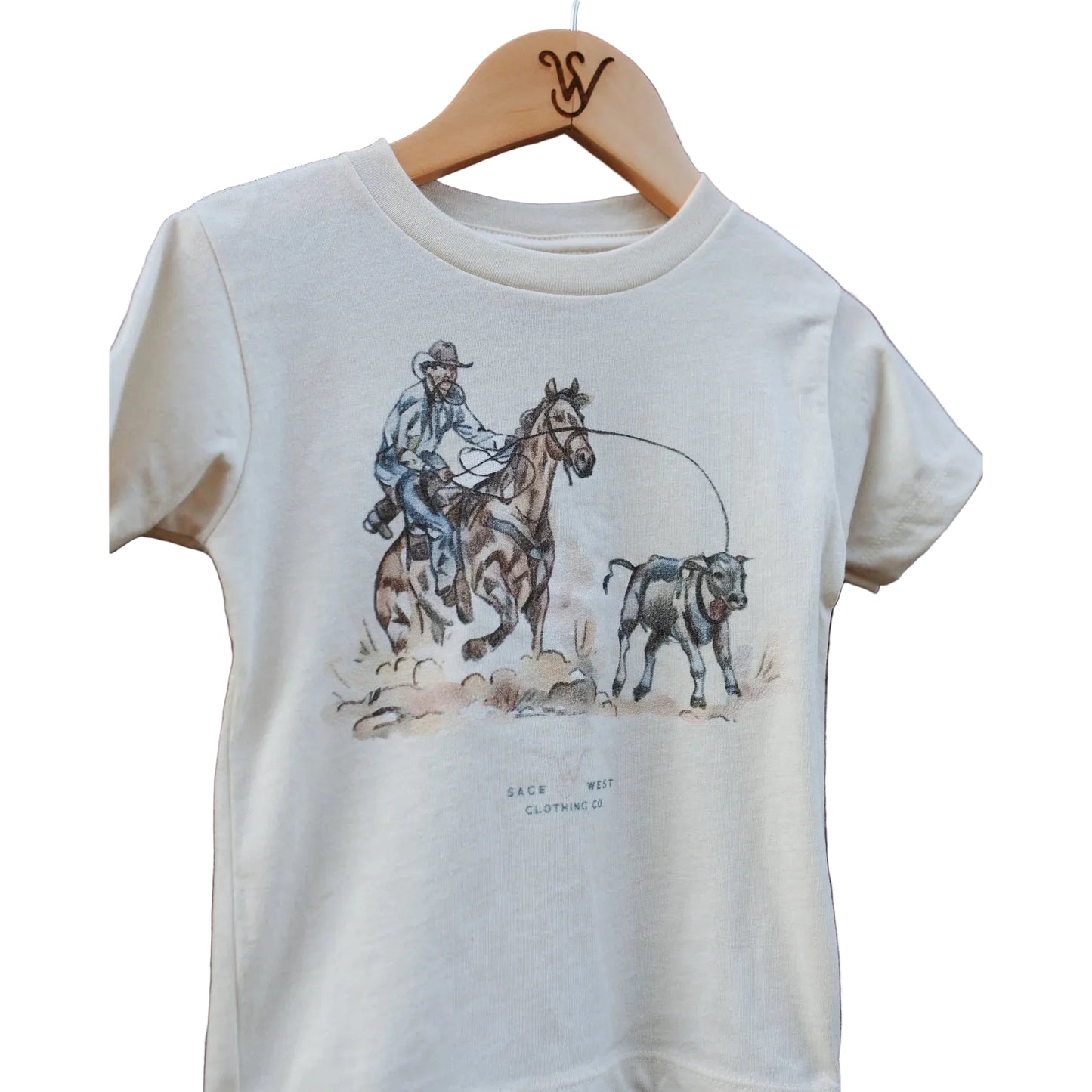 Sage West Kid's Tie Down Roper Tee Shirt - White