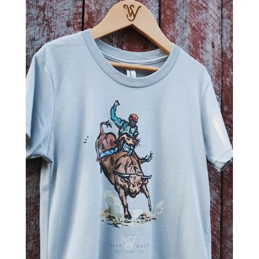 Sage West Kid's Bull Rider Tee Shirt - Light Blue